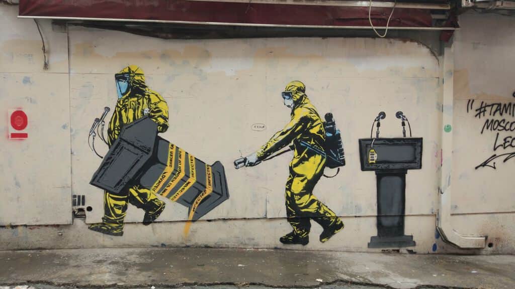 "Hazmat Workers Moving Toxic Waste" by illstencil in Istanbul