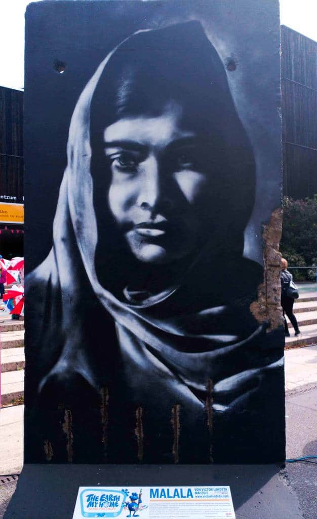 "Malala Yousafzai on Berlin wall segment" by Victor Landeta in Berlin