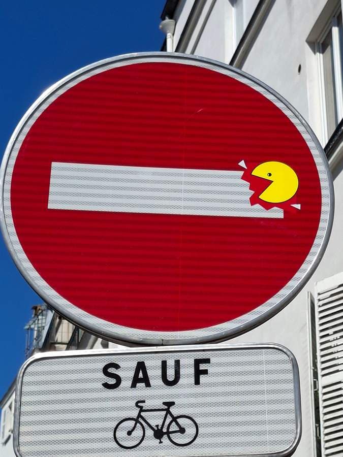 "Pac-Man" by Clet Abraham in Paris 11e Arrondissement, Paris