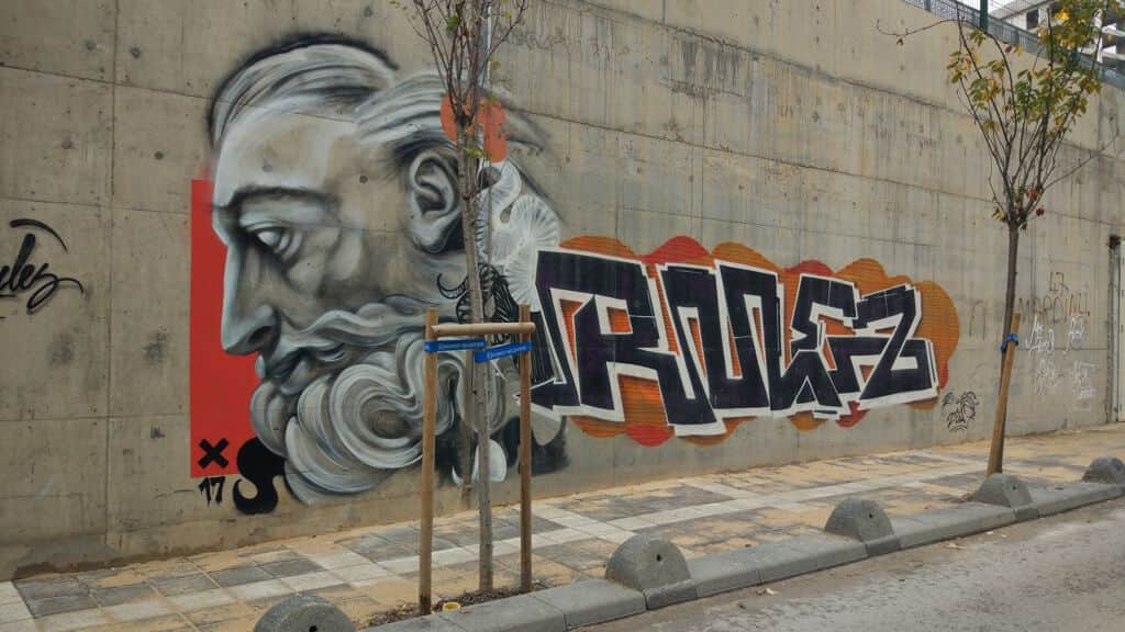 "Classical Bust with Orange Wildstyle" by Reach Geblo in Istanbul