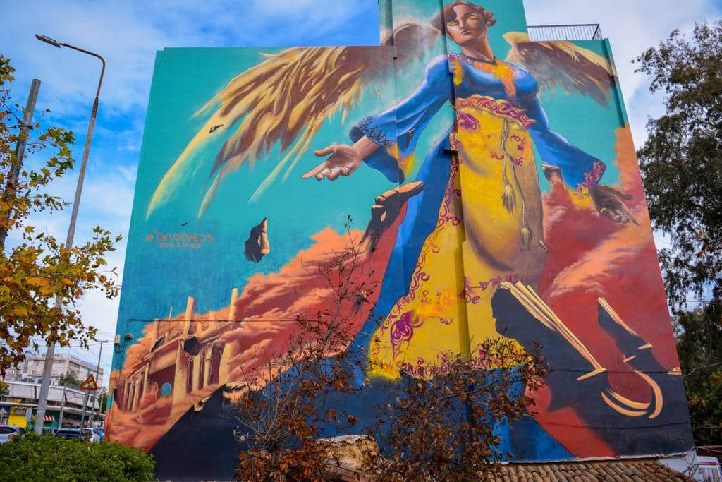 "Winged Guardian Over Ancient Ruins" by Devoidness in Athens
