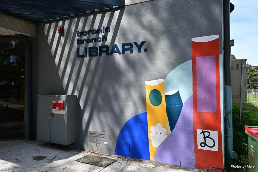 "Colorful Library Entrance Mural" by Carla Mcrae in Melbourne