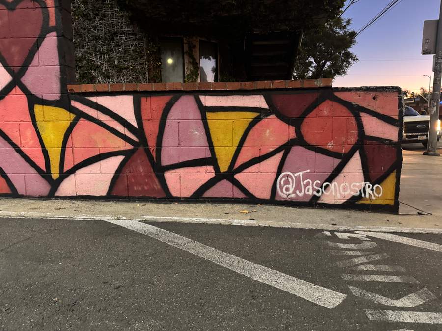 "Abstract Geometric Mural" by Jason Ostro in Los Feliz, Los Angeles