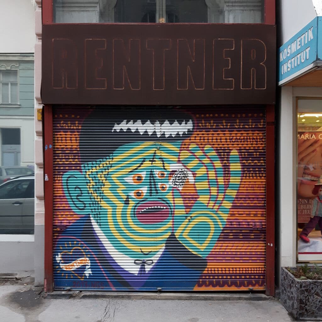 "Renter Storefront with Expressive Face" by Kashink1 in Landstrae, Vienna