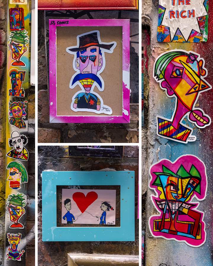 "Colorful Pop Art Street Collage" by James McLean in Greek Precinct, Melbourne