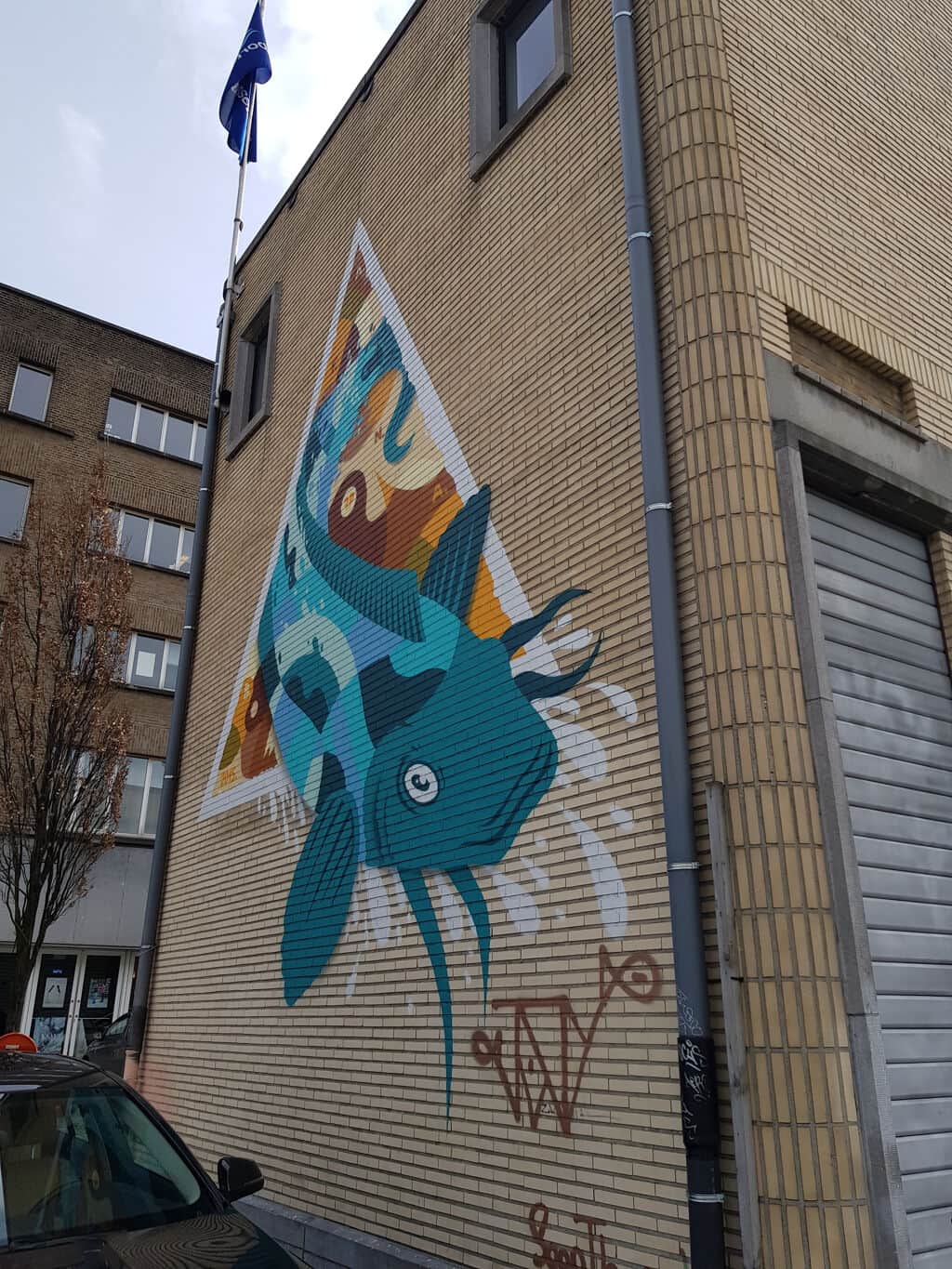 "Turquoise Fish with Golden Crown" by Farm Prod. in Brussels