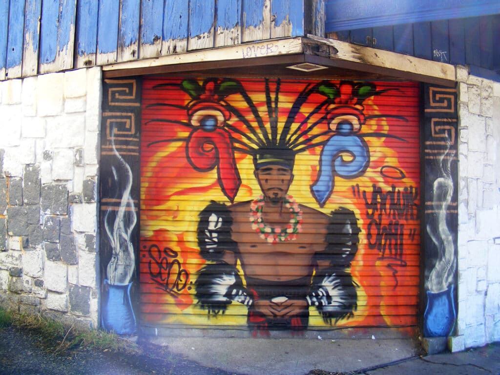 "Indigenous Warrior Portrait Mural" by Various Artists in Foster Powell, Portland