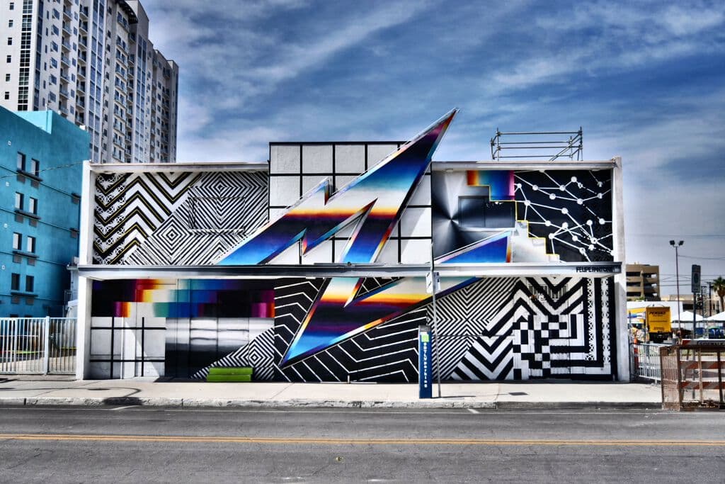 "Geometric Prism Street Mural" by Felipe Pantone in Downtown Las Vegas, Las Vegas