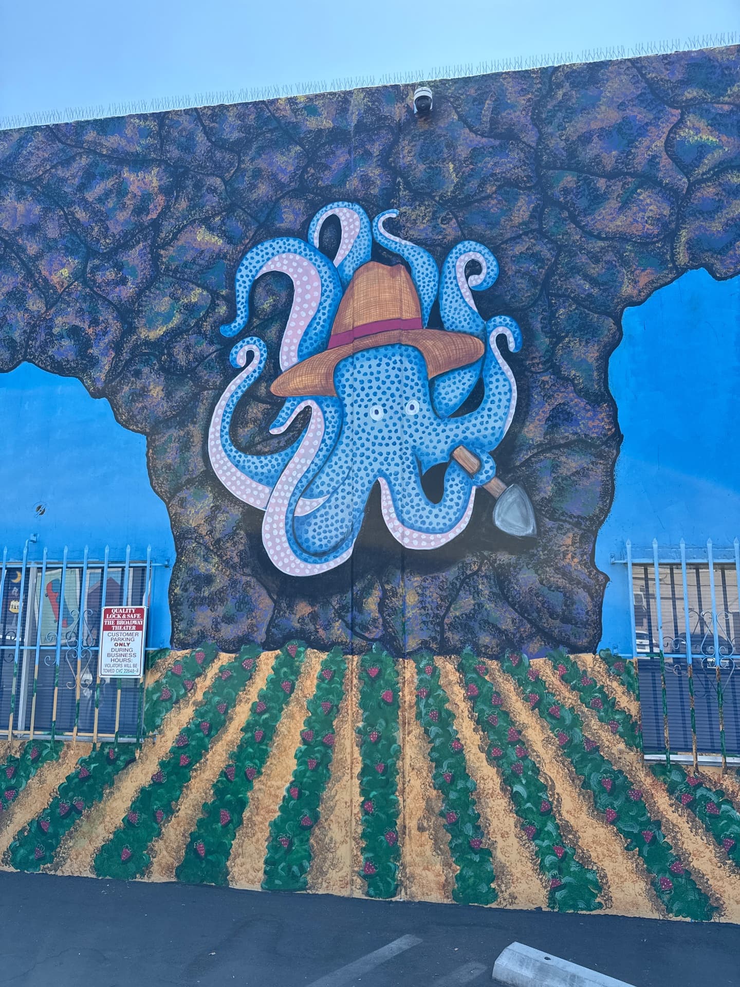 Whimsical Octopus Mural with Hat